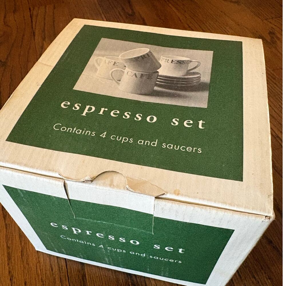 The Market of Pier 1 One - Expresso Set - 4 cups & 4 saucers NEW in Box